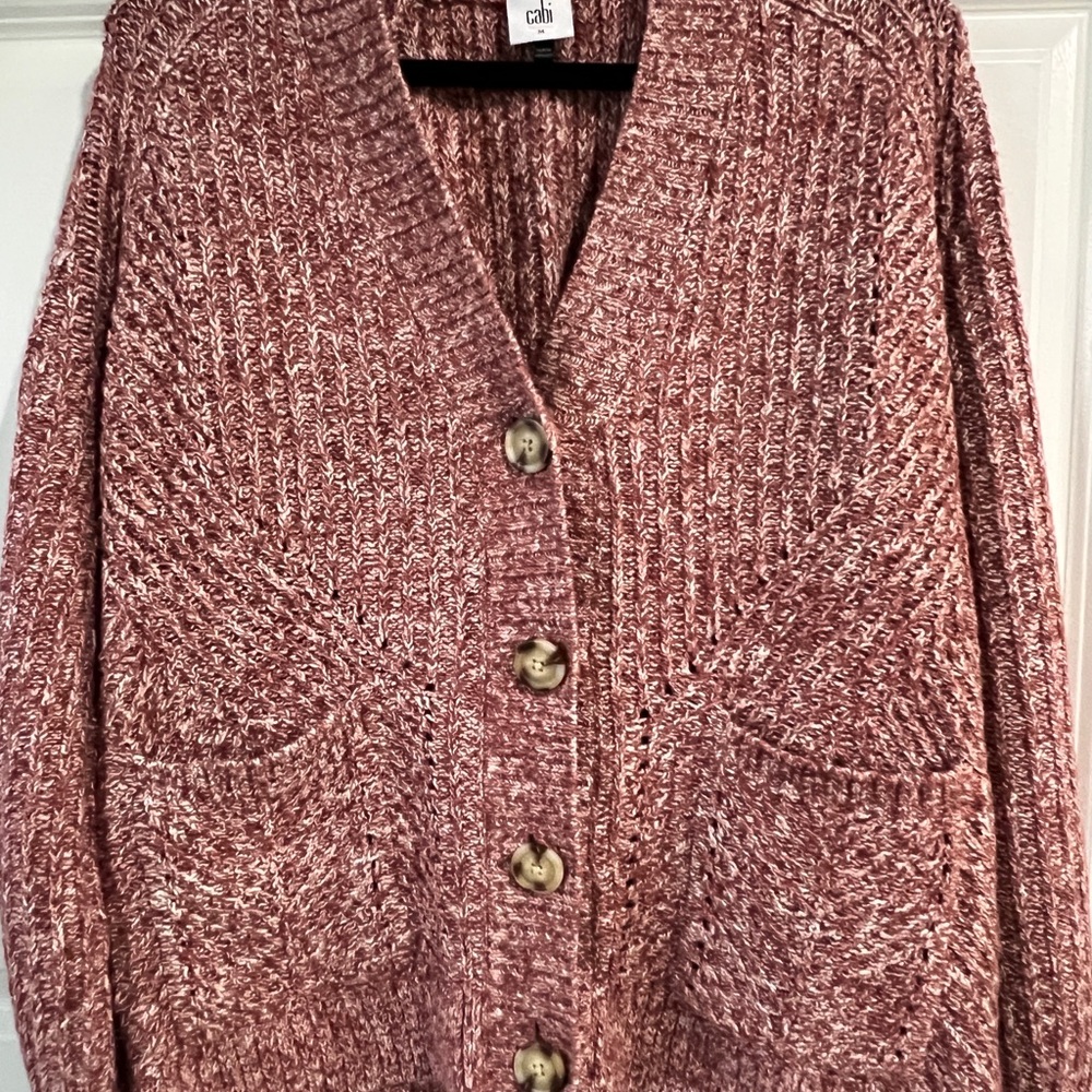CAbi Women's Textured Red Cardigan Sweater